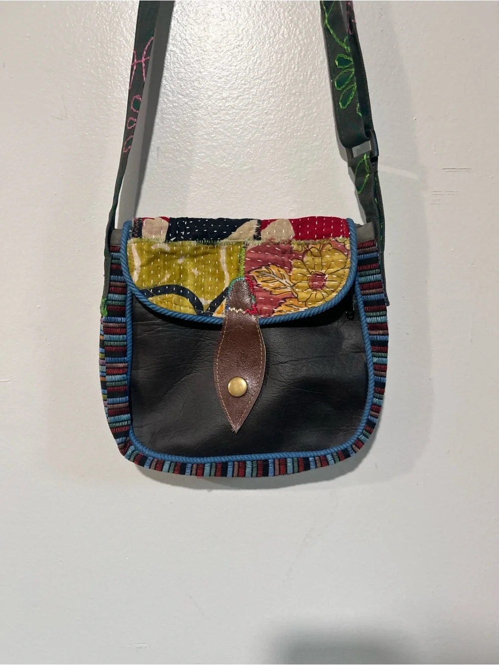 Blue Sky Fair Trade Patchwork Cotton Silk Boho Crossbody Bag